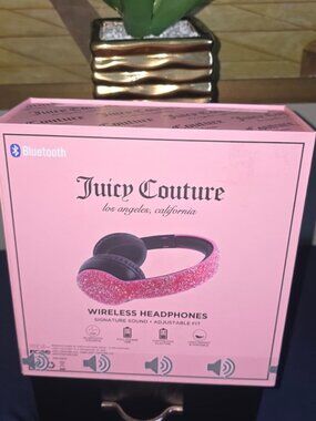 Juicy Couture Pink Rhinestone Wireless Bluetooth Headphones Sparkle Y2K NWT